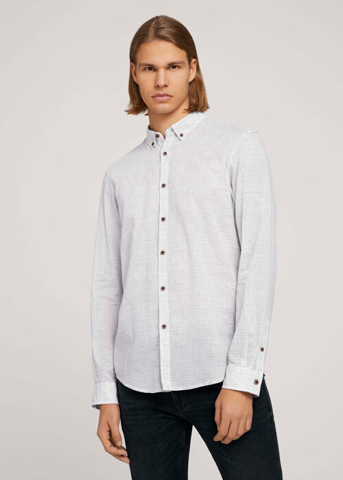 Tom Tailor® Summery Light Cotton Shirt - White Striped Aop