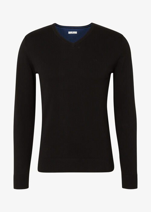 Tom Tailor® Basic V Neck Sweater - Black