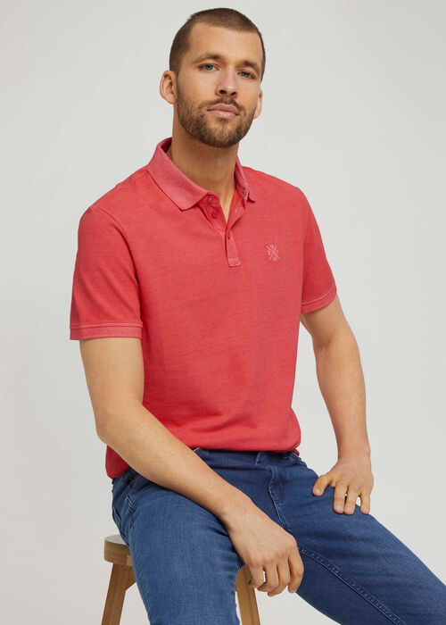 Tom Tailor® Overdyed Polo With Embro - Plain Red