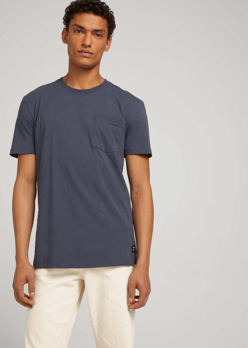 Tom Tailor® Basic T-shirt With Pocket - Blueish Grey