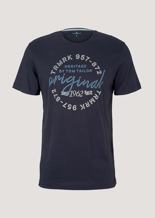 Tom Tailor® T-shirt with text print - Sky Captain Blue