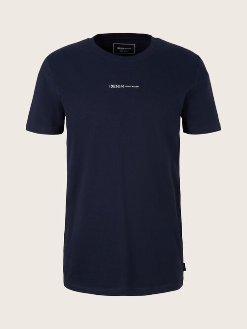Denim Tom Tailor® T-shirt with a logo print - Sky Captain Blue