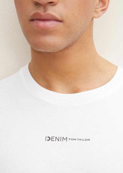 Denim Tom Tailor® T-shirt With A Logo Print - White