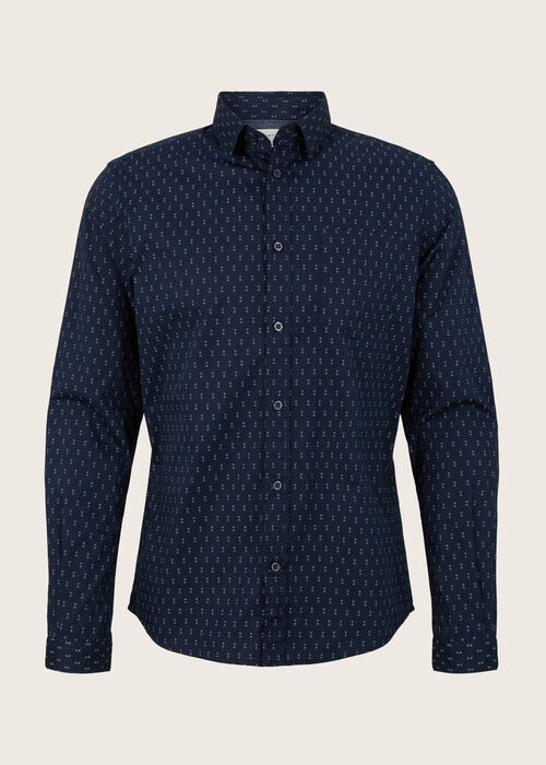 Tom Tailor® Shirt With An All-over Print - Navy Geometric Design