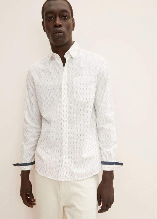 Tom Tailor® Shirt With An All-over Print - Off White Geometric Design