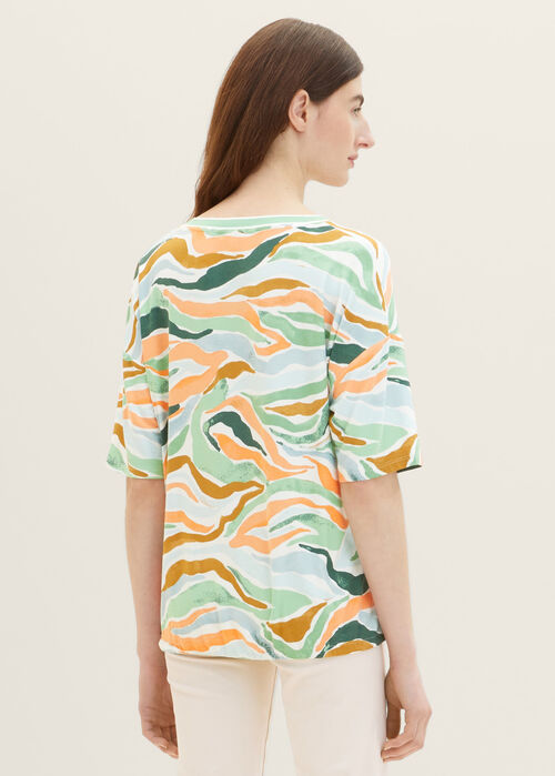 Tom Tailor® Tshirt Floral - Colorful Wavy Design