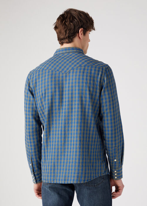 Wrangler® Western Shirt - Mid Indigo