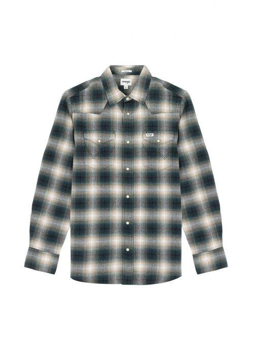 Wrangler® Western Shirt - Dark Matcha