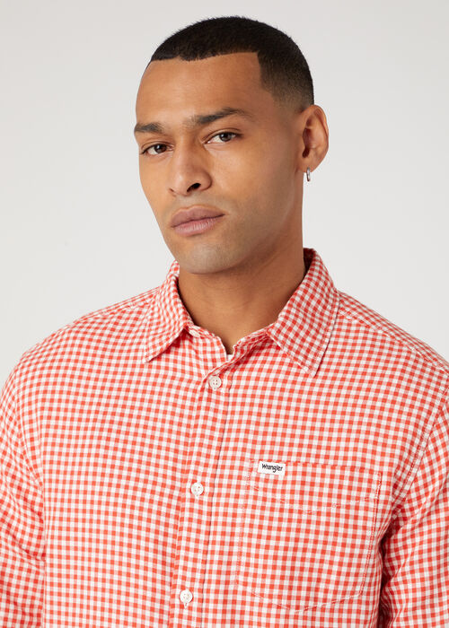 Wrangler® Long Sleeve 1 Pocket Shirt - Paprika Off White