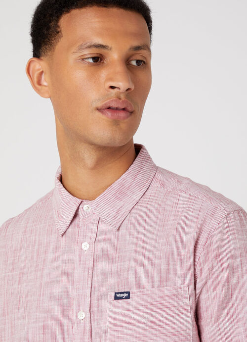 Wrangler® Long Sleeve 1 Pocket Shirt - Red Stripe