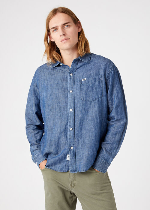 Wrangler® Long Sleeve One Pocket Shirt - Indygo