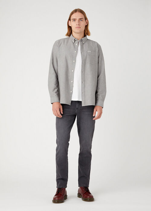 Wrangler® Long Sleeve One Pocket Button Down - Grey